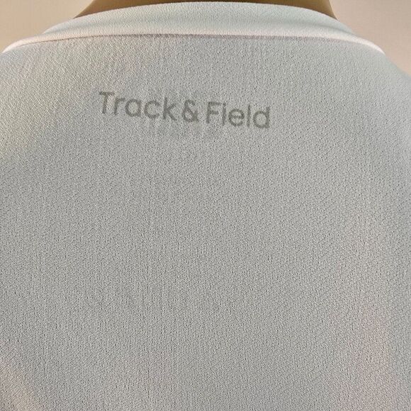 Track Field Cross Country Exercise Top Tee Shirt Short Sleeve Stretch White Sz L - Picture 2 of 5